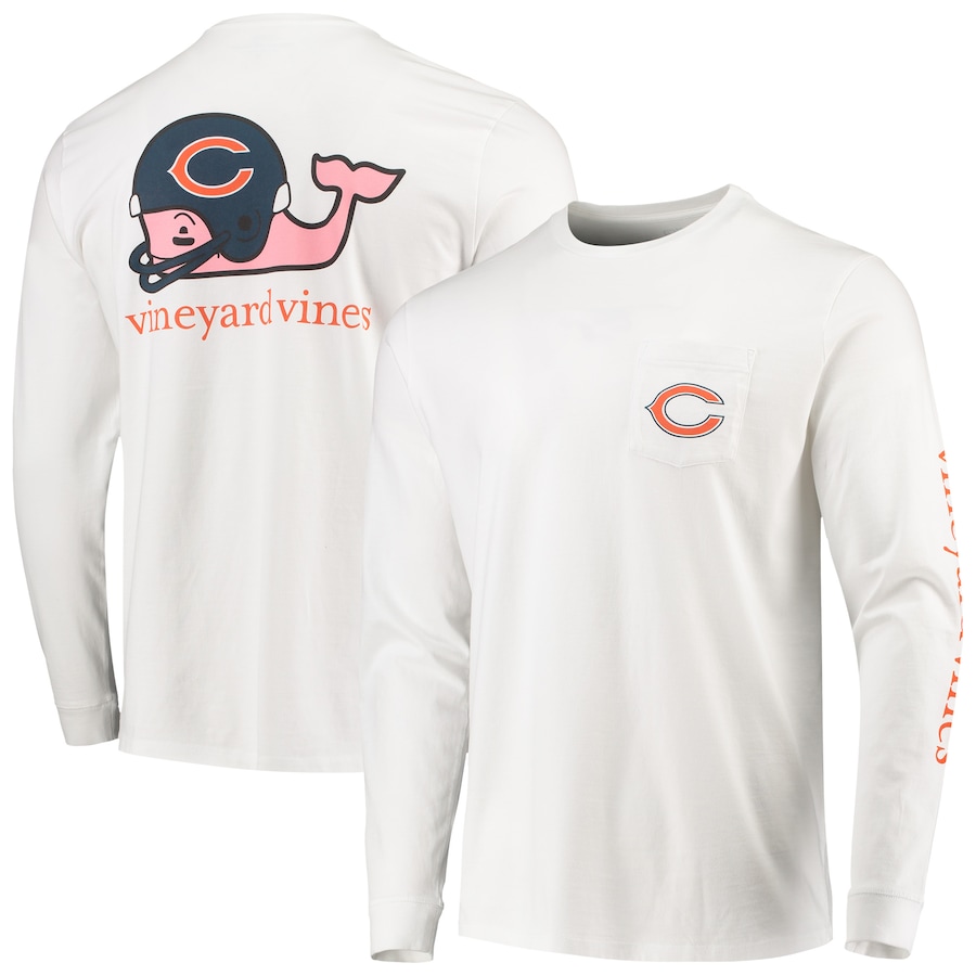 Chicago Bears Vineyard Vines White Whale Helmet Long Sleeve T-Shirt - Man