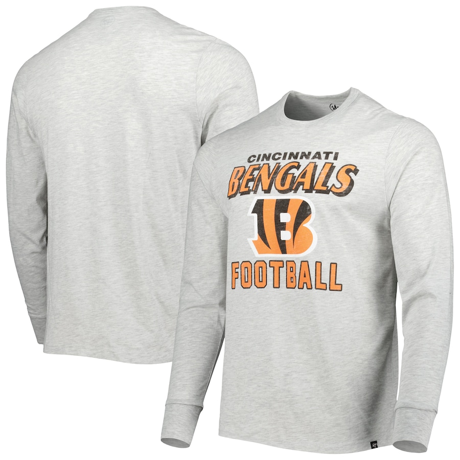 Cincinnati Bengals '47 Heathered Gray Dozer Franklin Long Sleeve T-Shirt - Man