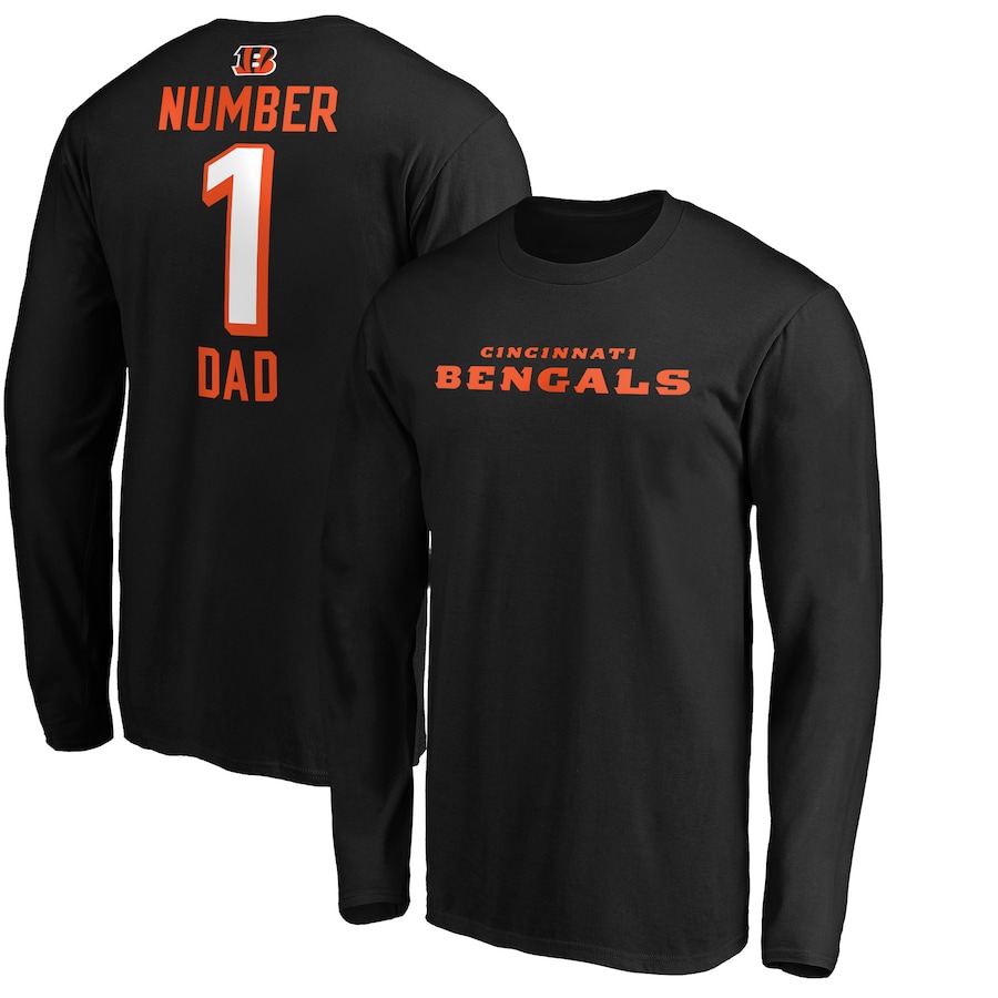 Cincinnati Bengals Black #1 Dad Long Sleeve Team Logo T-Shirt - Man Cincinnati Bengals Black #1 Dad Long Sleeve Team Logo T-Shirt - Man