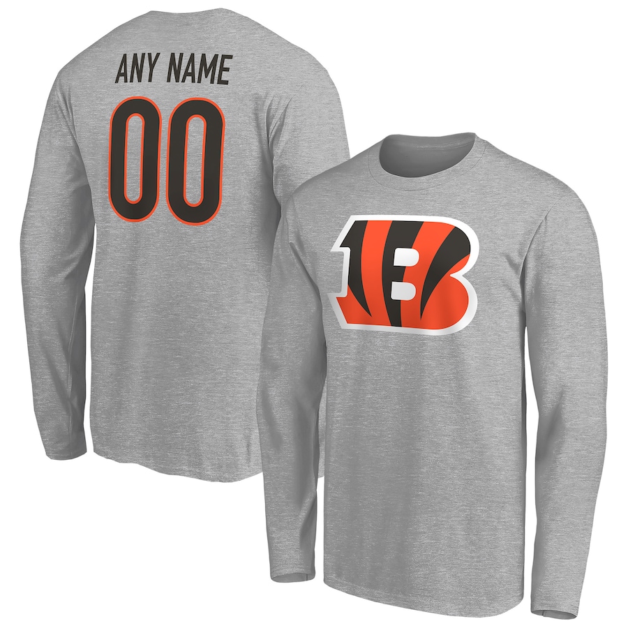 Cincinnati Bengals Gray Team Authentic Custom Long Sleeve T-Shirt - Man Cincinnati Bengals Gray Team Authentic Custom Long Sleeve T-Shirt - Man
