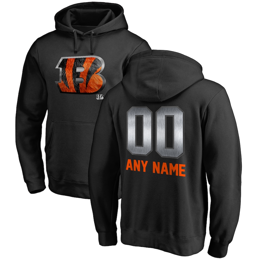 Cincinnati Bengals NFL Pro Line by Black Personalized Midnight Mascot Pullover Hoodie - Man Cincinnati Bengals NFL Pro Line by Black Personalized Midnight Mascot Pullover Hoodie - Man