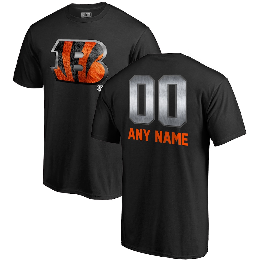 Cincinnati Bengals NFL Pro Line by Black Personalized Midnight Mascot T-Shirt - Man Cincinnati Bengals NFL Pro Line by Black Personalized Midnight Mascot T-Shirt - Man
