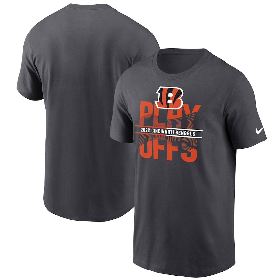 Cincinnati Bengals Football Anthracite 2022 NFL Playoffs Iconic T-Shirt - Man