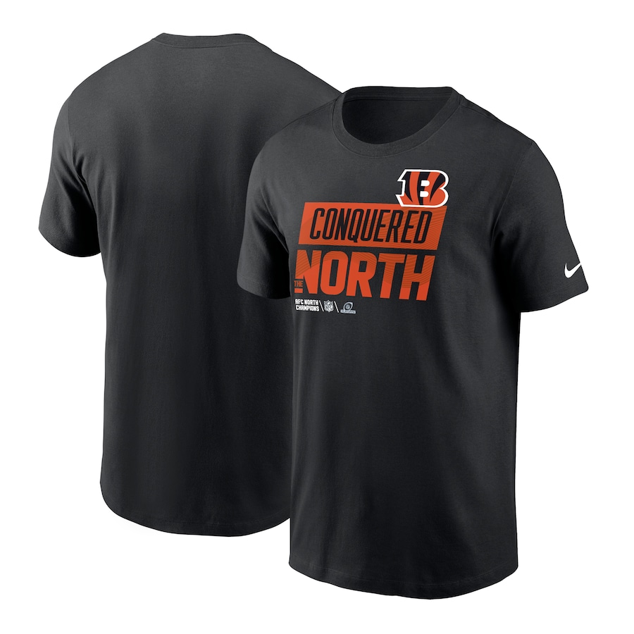 Cincinnati Bengals Football Black 2022 AFC North Division Champions Locker Room Trophy Collection T-Shirt - Man Cincinnati Bengals Football Black 2022 AFC North Division Champions Locker Room Trophy Collection T-Shirt - Man