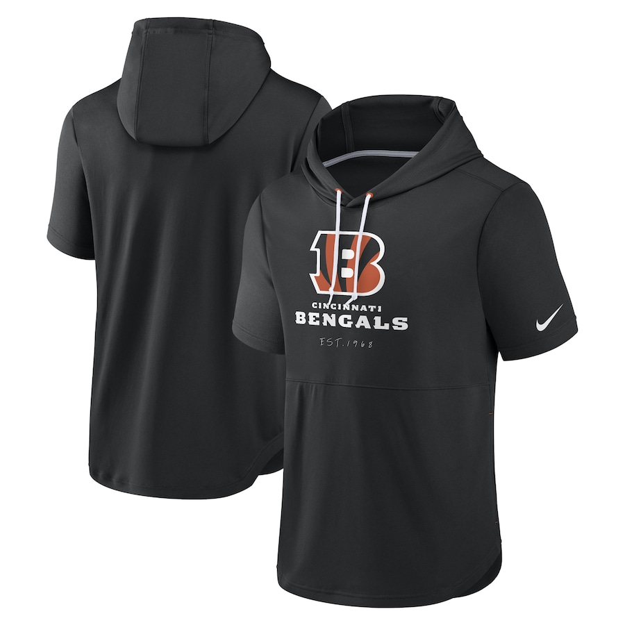 Cincinnati Bengals Football Black Short Sleeve Pullover Hoodie - Man Cincinnati Bengals Football Black Short Sleeve Pullover Hoodie - Man