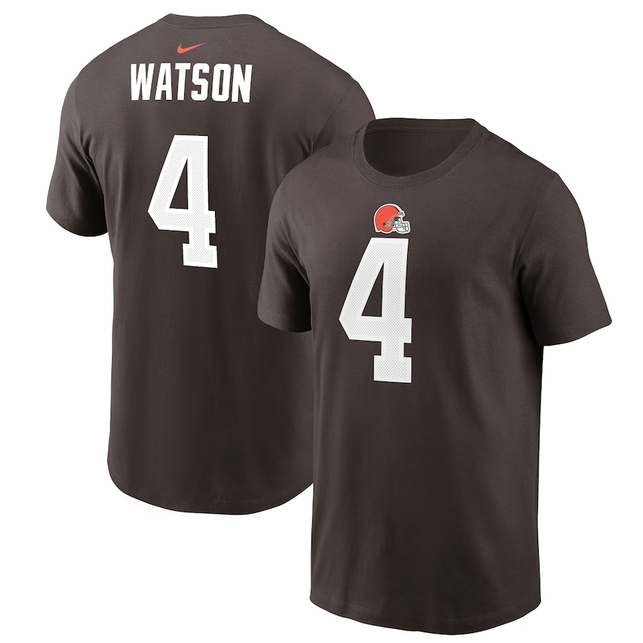 Cleveland Browns Deshaun Watson Football Brown Player Name & Number T-Shirt - Man