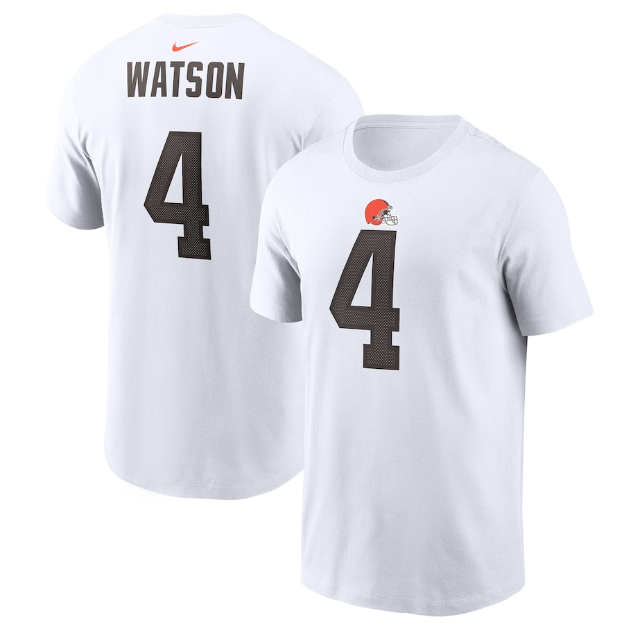 Cleveland Browns Deshaun Watson Football White Player Name & Number T-Shirt - Man