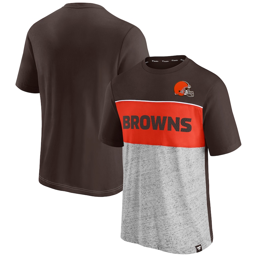 Cleveland Browns Brown/Heathered Gray Colorblock T-Shirt - Man
