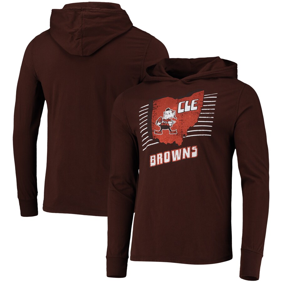 Cleveland Browns Brown Pick Six Hoodie Long Sleeve T-Shirt - Man