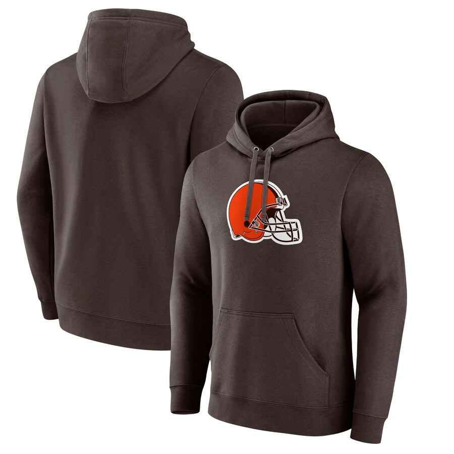 Cleveland Browns Brown Primary Logo Fitted Pullover Hoodie - Man