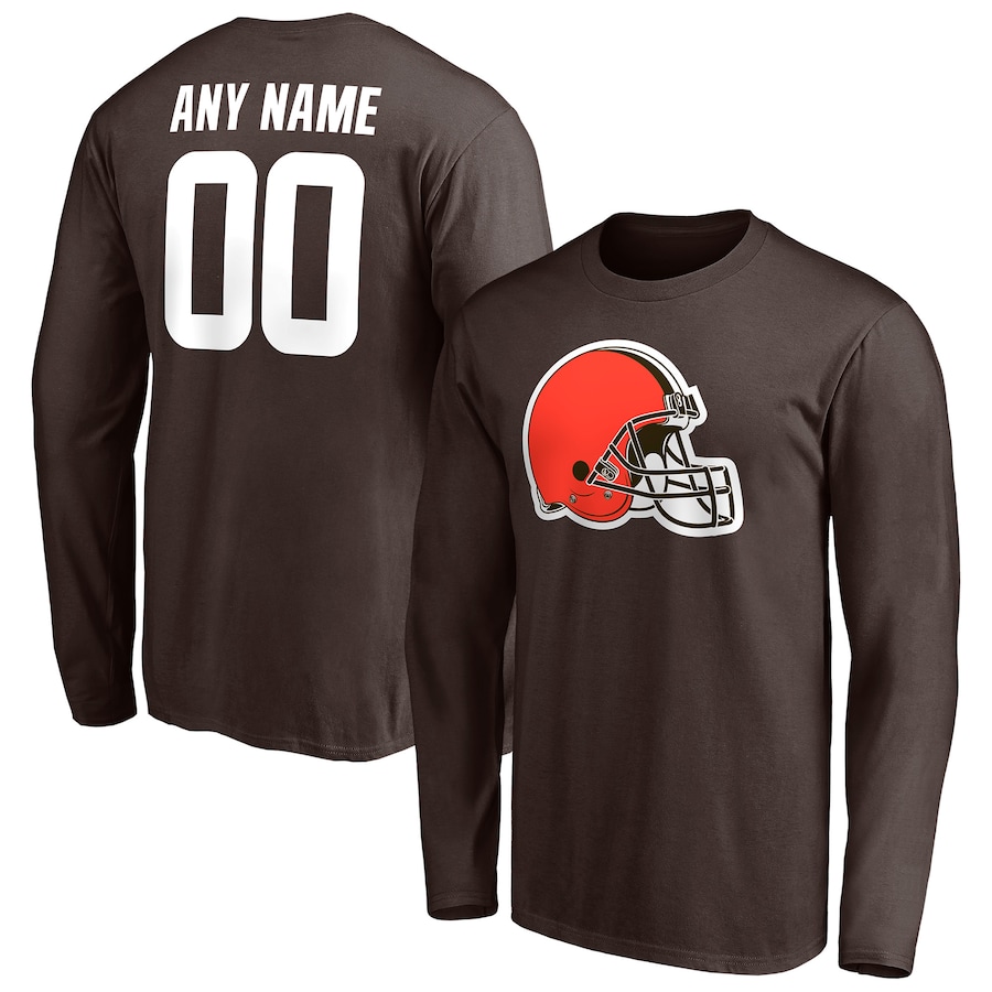 Cleveland Browns Brown Team Authentic Personalized Name & Number Long Sleeve T-Shirt - Man