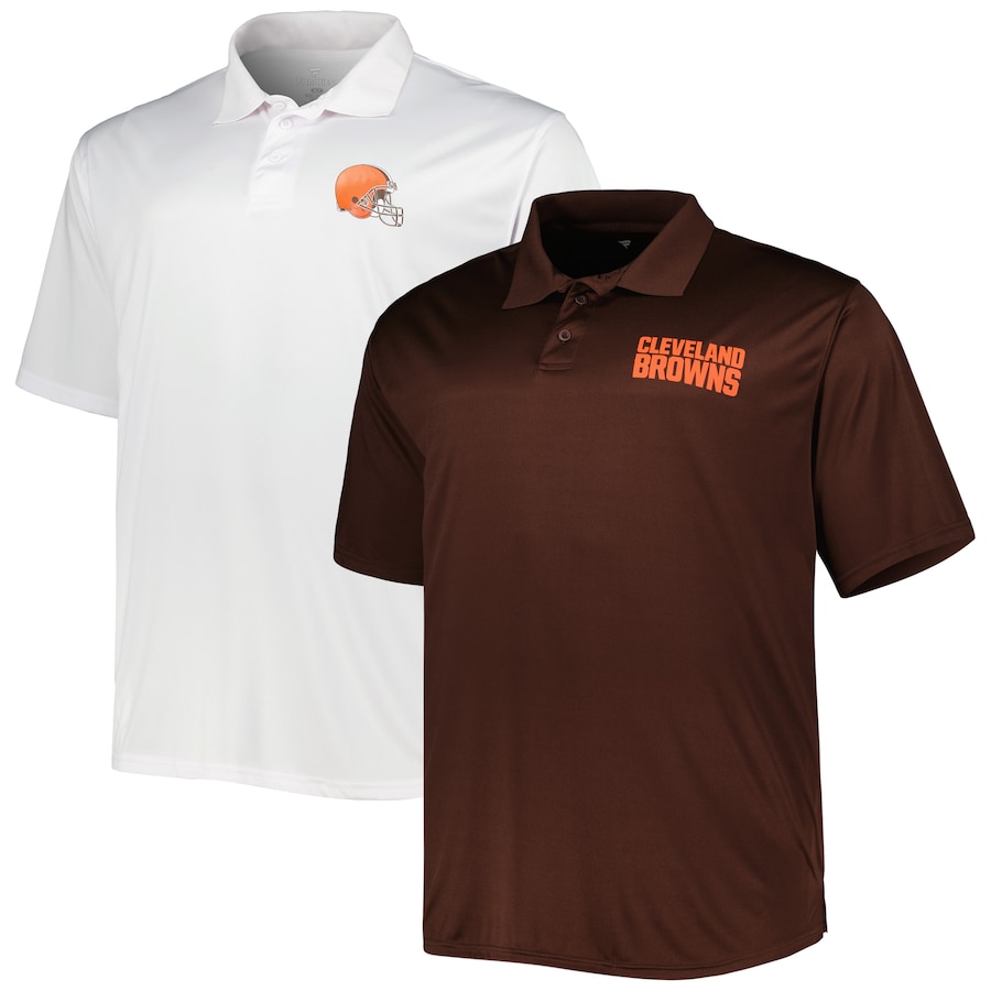 Cleveland Browns Brown/White Solid Two-Pack Polo Set - Man