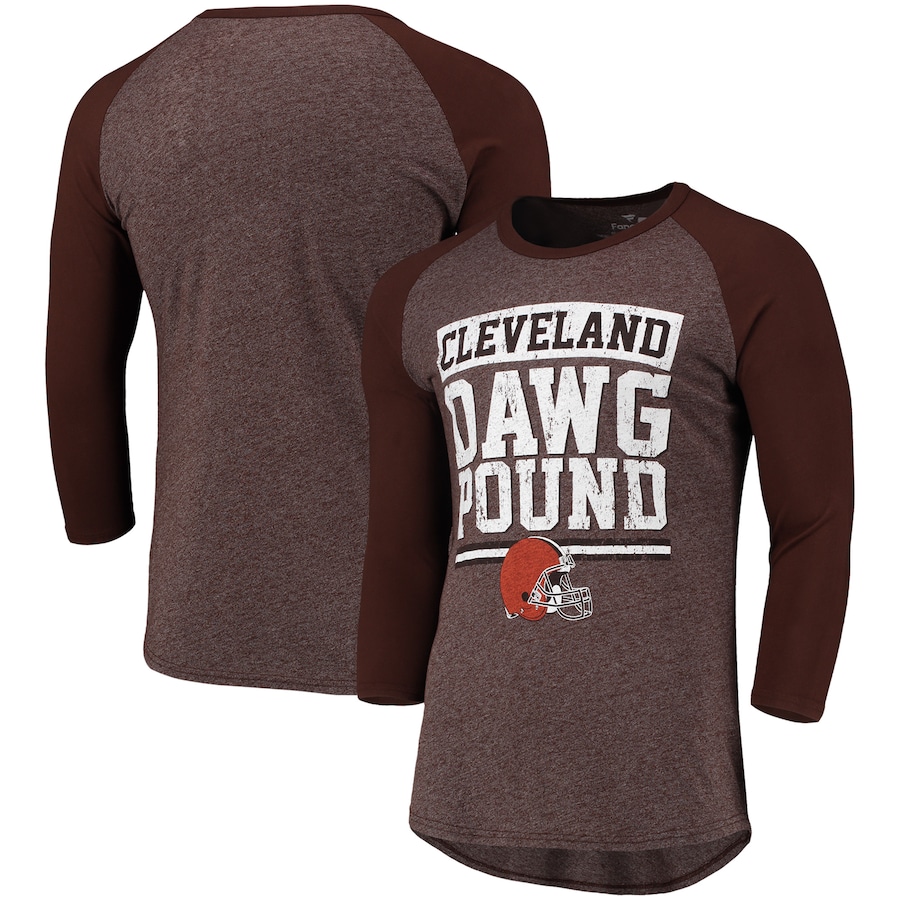 Cleveland Browns Heathered Brown Pastime Raglan 3/4-Sleeve T-Shirt - Man