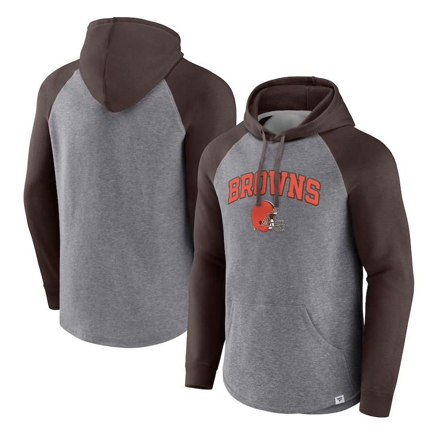 Cleveland Browns Heathered Gray/Brown By Design Raglan Pullover Hoodie - Man