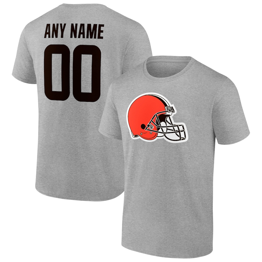 Cleveland Browns Heathered Gray Team Authentic Custom T-Shirt - Man