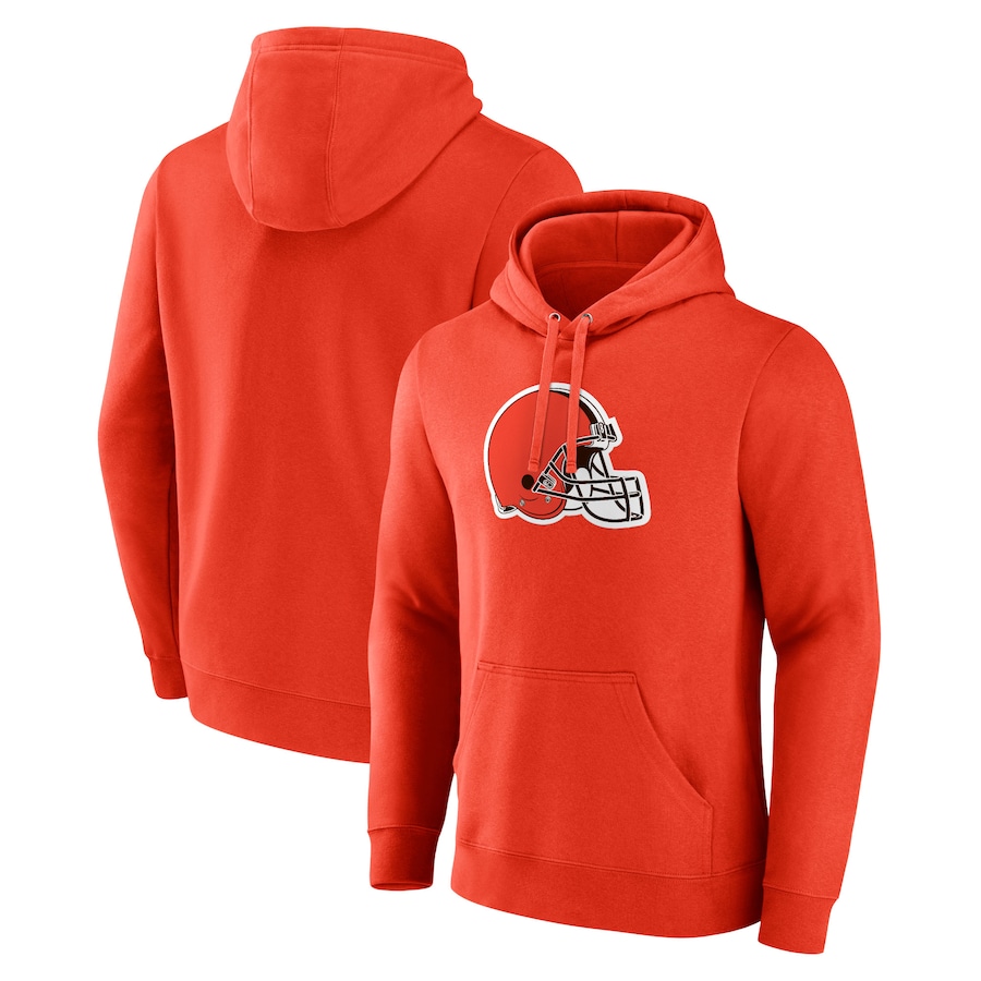 Cleveland Browns Orange Primary Logo Fitted Pullover Hoodie - Man Cleveland Browns Orange Primary Logo Fitted Pullover Hoodie - Man