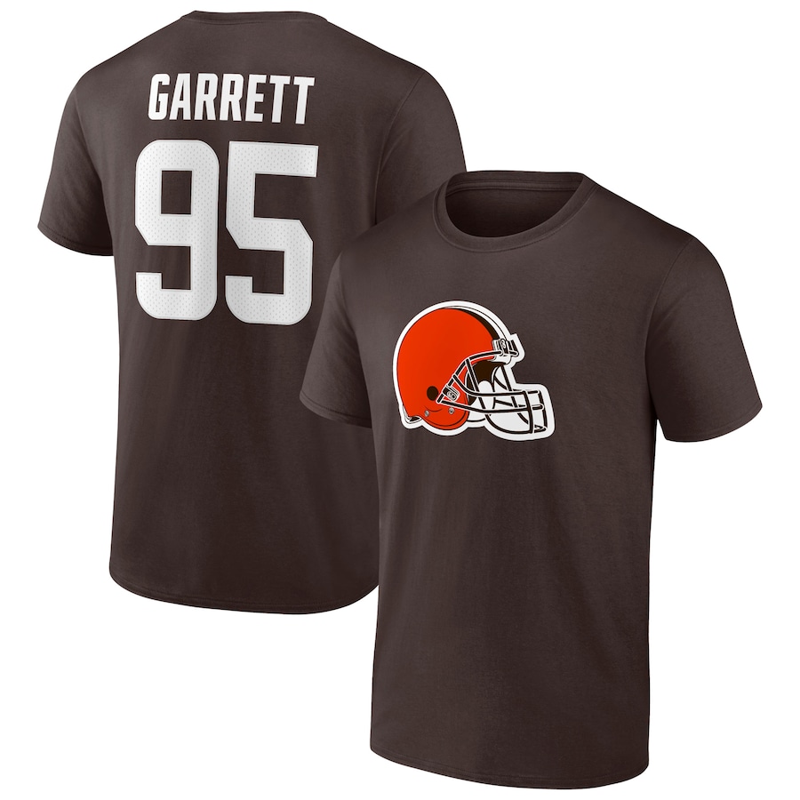 Cleveland Browns Myles Garrett Brown Player Icon Name & Number T-Shirt - Man