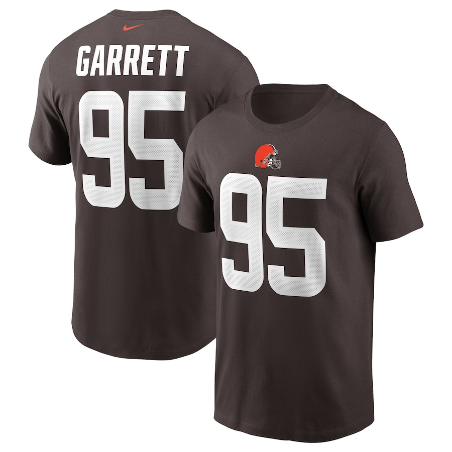 Cleveland Browns Myles Garrett Football Brown Team Player Name & Number T-Shirt - Man