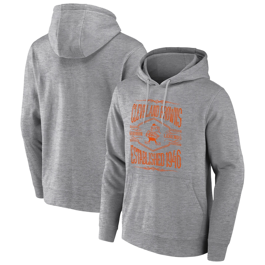 Cleveland Browns NFL x Darius Rucker Collection by USASportsStoreHeathered Gray 2-Hit Pullover Hoodie - Man