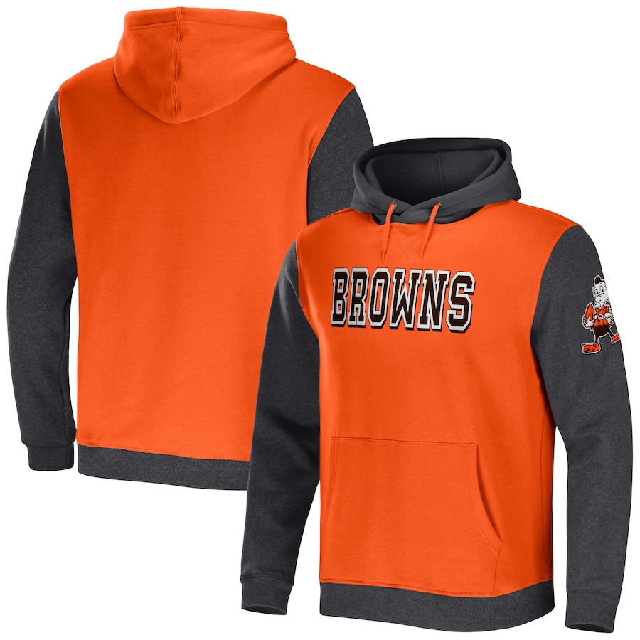 Cleveland Browns NFL x Darius Rucker Collection by USASportsStoreOrange/Heather Charcoal Colorblock Pullover Hoodie - Man Cleveland Browns NFL x Darius Rucker Collection by USASportsStoreOrange/Heather Charcoal Colorblock Pullover Hoodie - Man