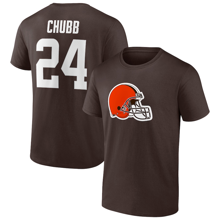 Cleveland Browns Nick Chubb Brown Player Icon Name & Number T-Shirt - Man