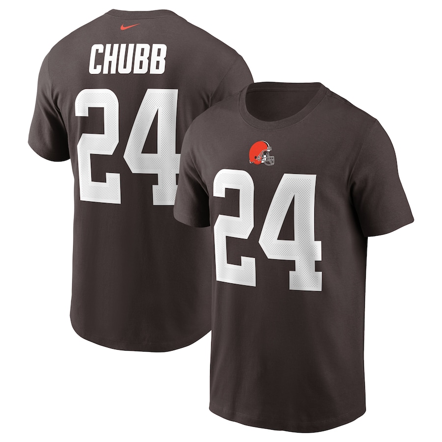 Cleveland Browns Nick Chubb Football Brown Name & Number T-Shirt - Man