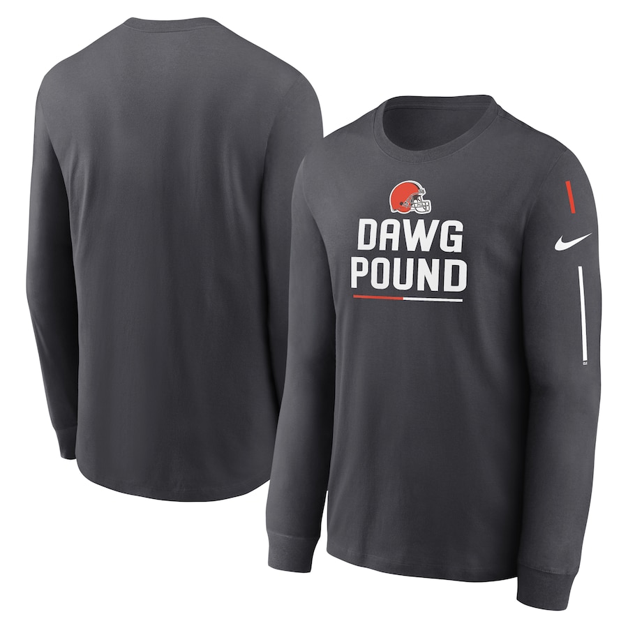 Cleveland Browns Football Anthracite Team Slogan Long Sleeve T-Shirt - Man Cleveland Browns Football Anthracite Team Slogan Long Sleeve T-Shirt - Man