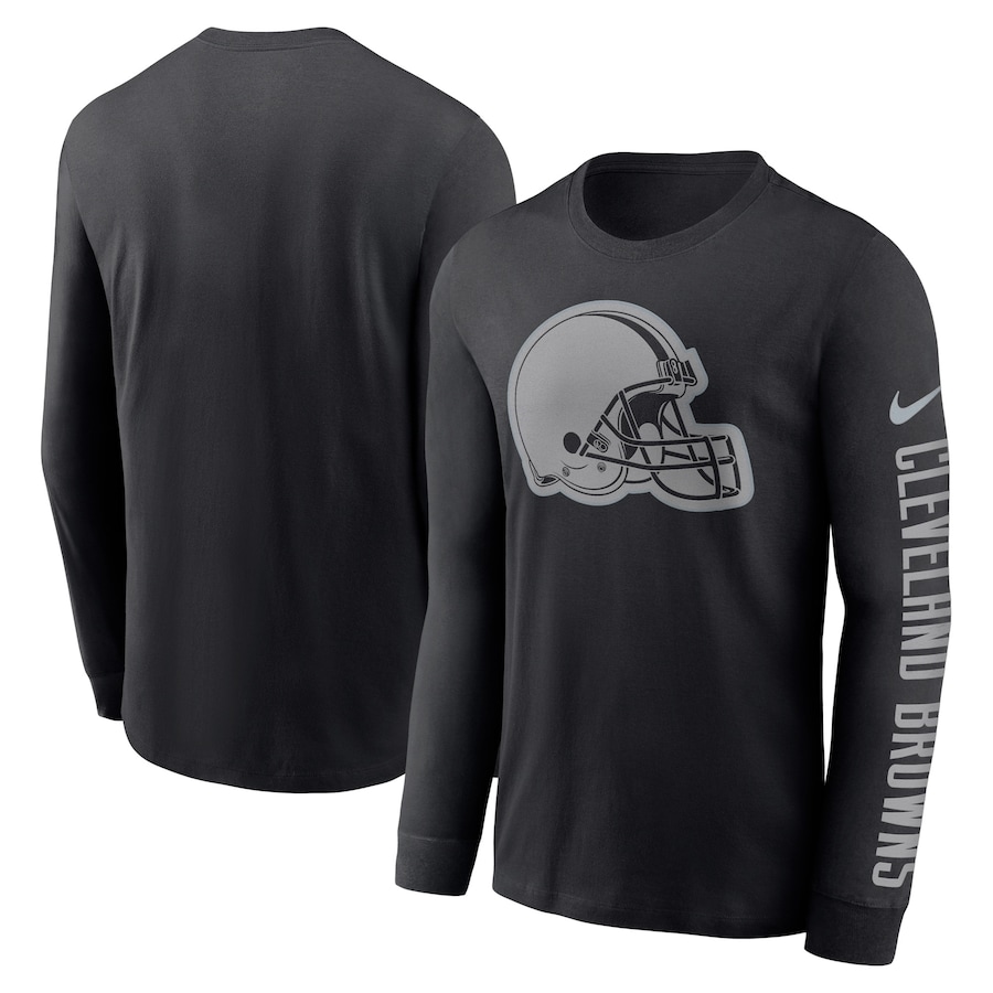 Cleveland Browns Football Black RFLCTV Name and Logo T-Shirt - Man Cleveland Browns Football Black RFLCTV Name and Logo T-Shirt - Man