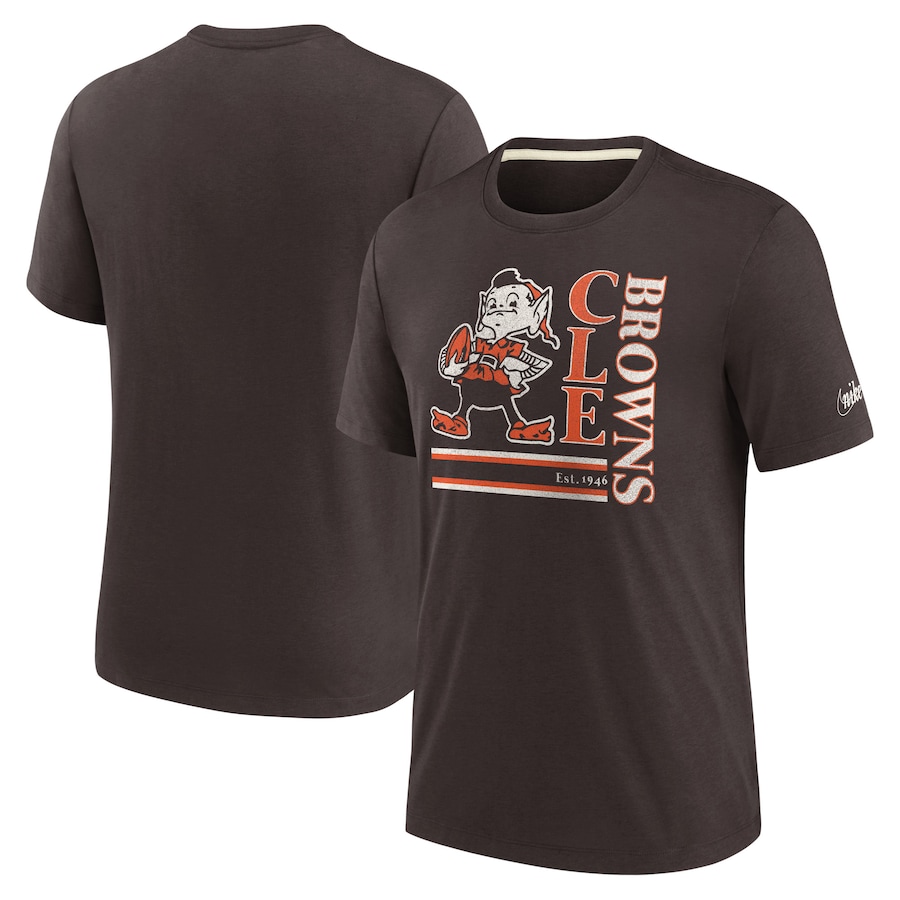 Cleveland Browns Football Brown Wordmark Logo Tri-Blend T-Shirt - Man