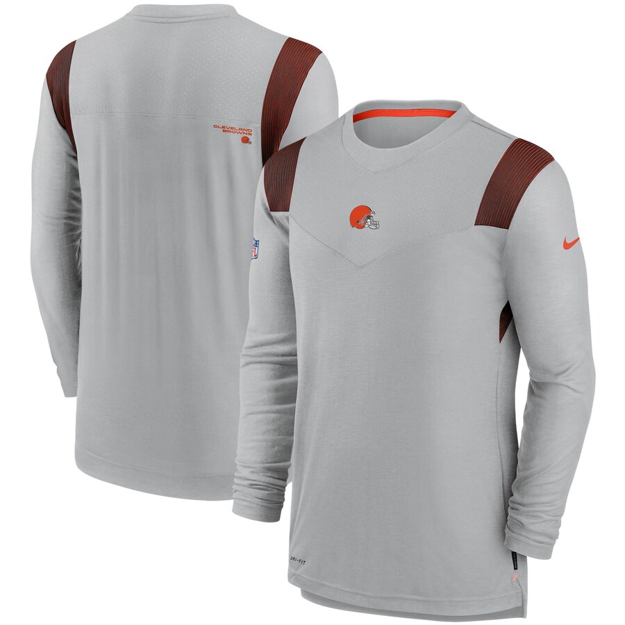 Cleveland Browns Football Gray Sideline Player UV Performance Long Sleeve T-Shirt - Man