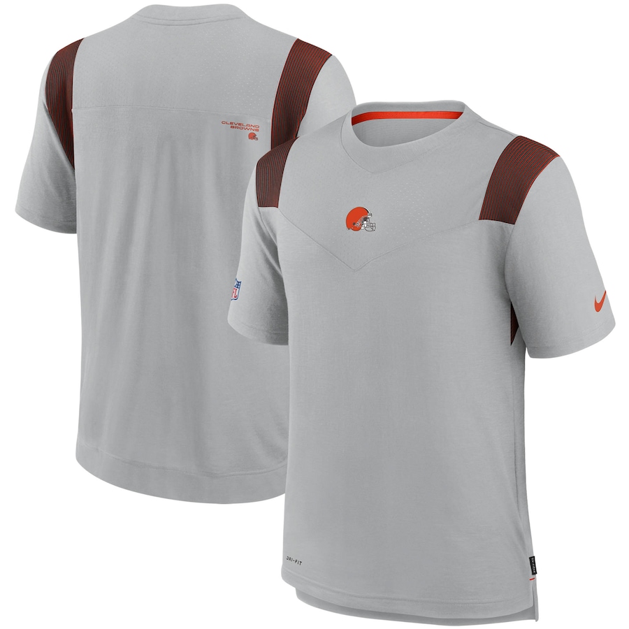 Cleveland Browns Football Gray Sideline Player UV Performance T-Shirt - Man Cleveland Browns Football Gray Sideline Player UV Performance T-Shirt - Man