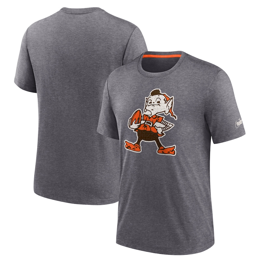 Cleveland Browns Football Heather Charcoal Brownie The Elf Rewind Playback Logo Tri-Blend T-Shirt - Man