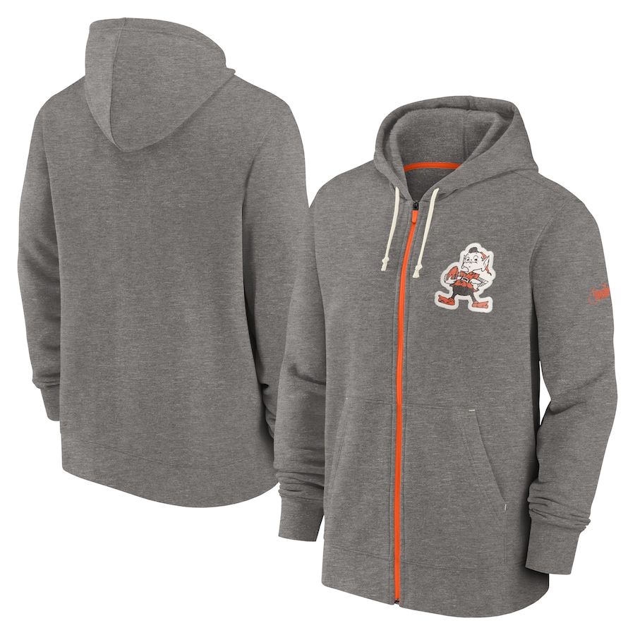 Cleveland Browns Football Heather Charcoal Historic Lifestyle Full-Zip Hoodie - Man