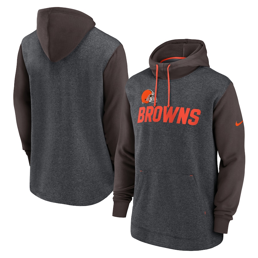 Cleveland Browns Football Heathered Charcoal/Brown Surrey Legacy Pullover Hoodie - Man