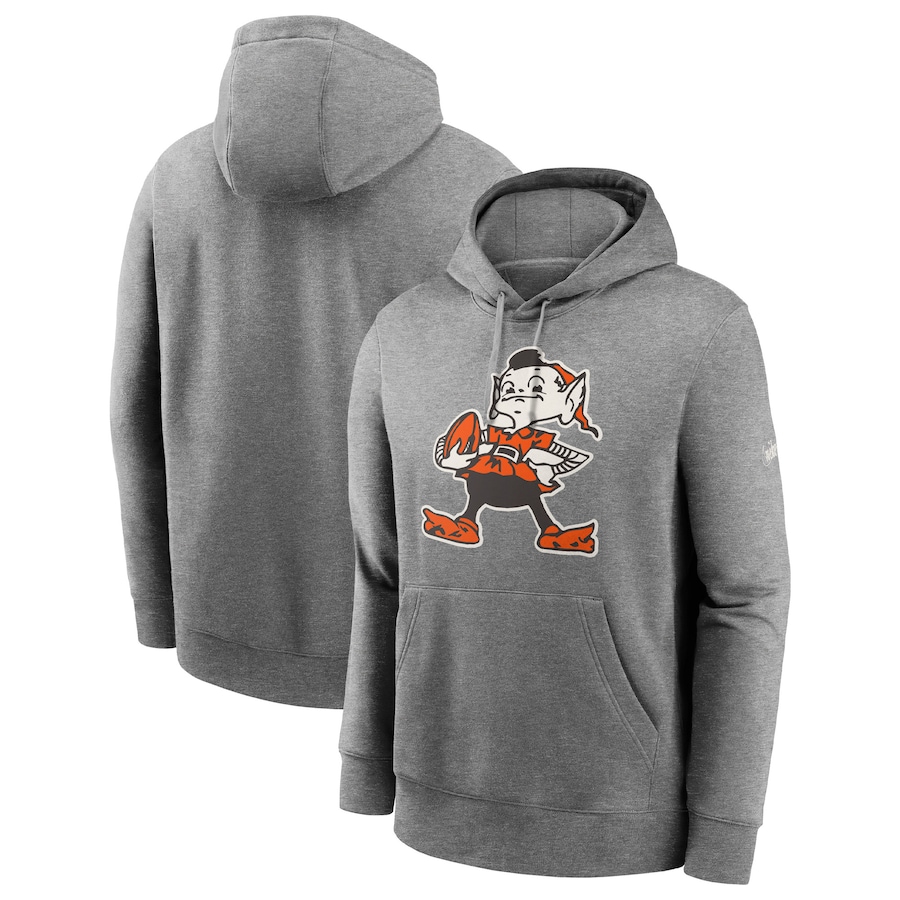 Cleveland Browns Football Heathered Gray Rewind Club Fleece Pullover Hoodie - Man
