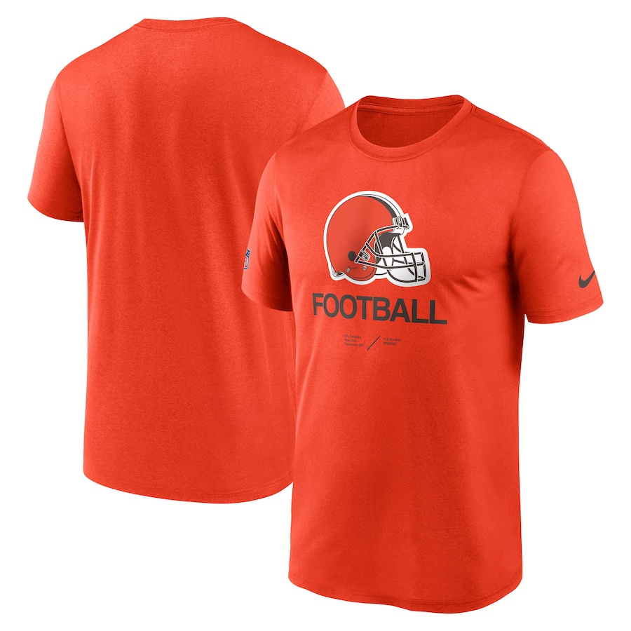 Cleveland Browns Football Orange Sideline Infograph Performance T-Shirt - Man Cleveland Browns Football Orange Sideline Infograph Performance T-Shirt - Man