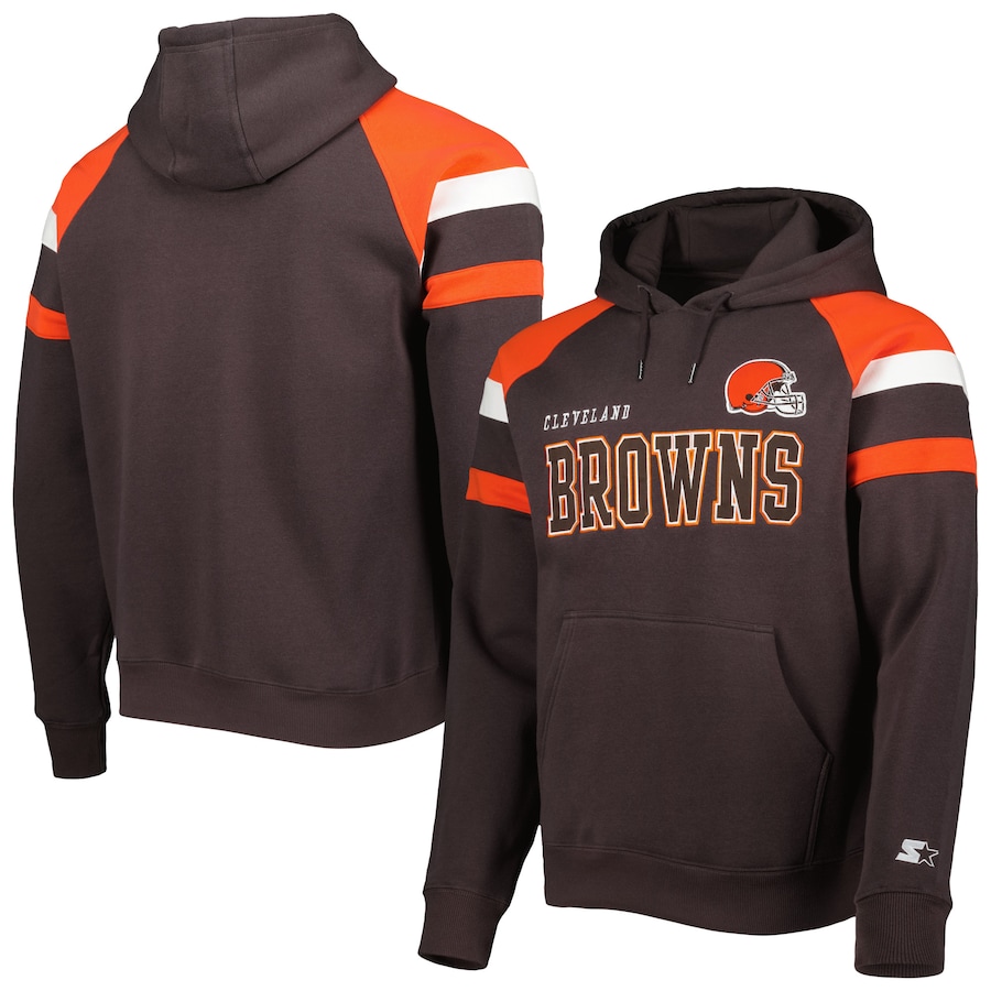 Cleveland Browns Starter Brown Draft Fleece Raglan Pullover Hoodie - Man Cleveland Browns Starter Brown Draft Fleece Raglan Pullover Hoodie - Man