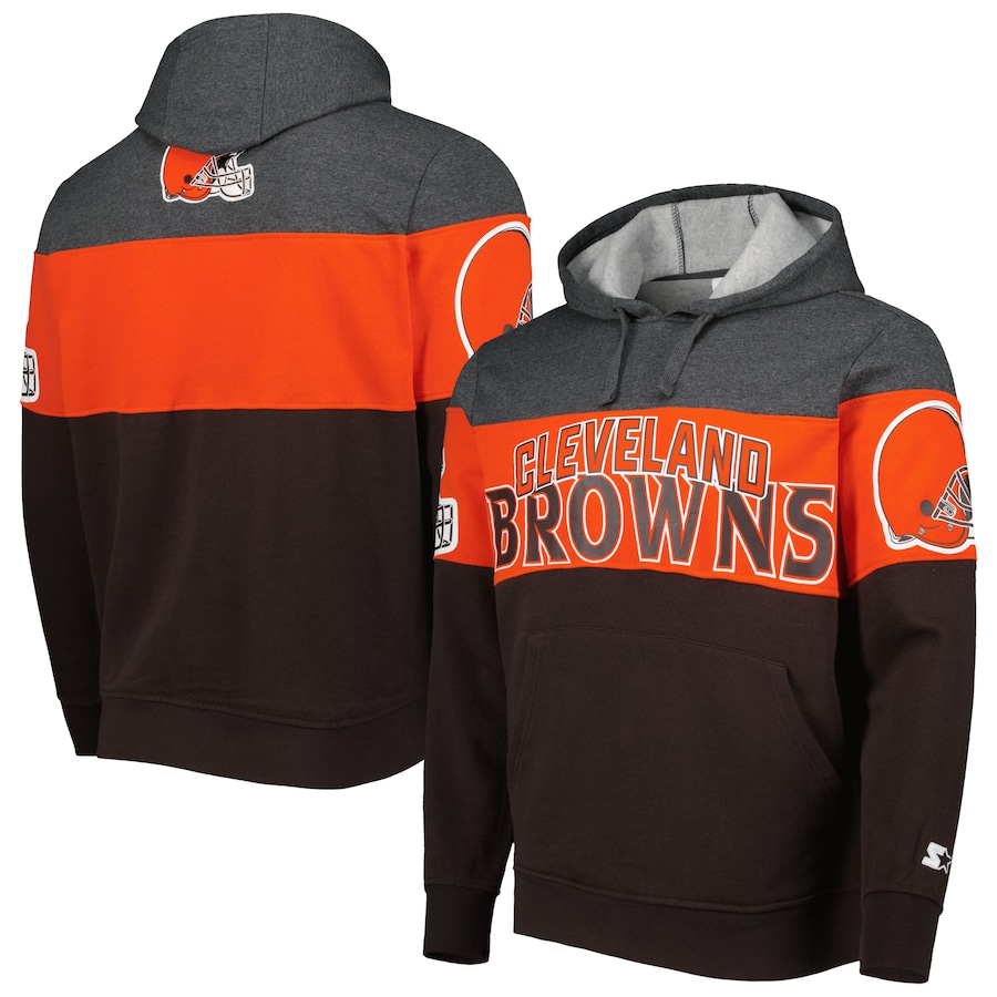 Cleveland Browns Starter Brown/Heather Charcoal Extreme Pullover Hoodie - Man