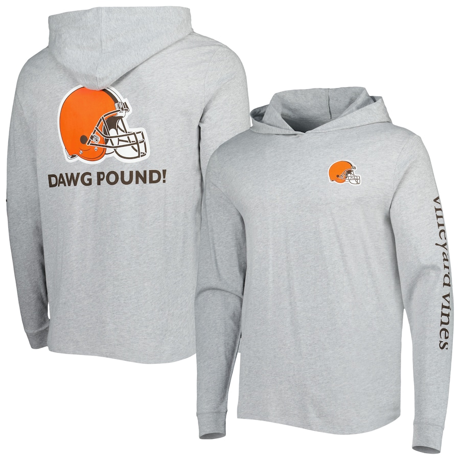 Cleveland Browns Vineyard Vines Heathered Gray Local Long Sleeve Hoodie T-Shirt - Man