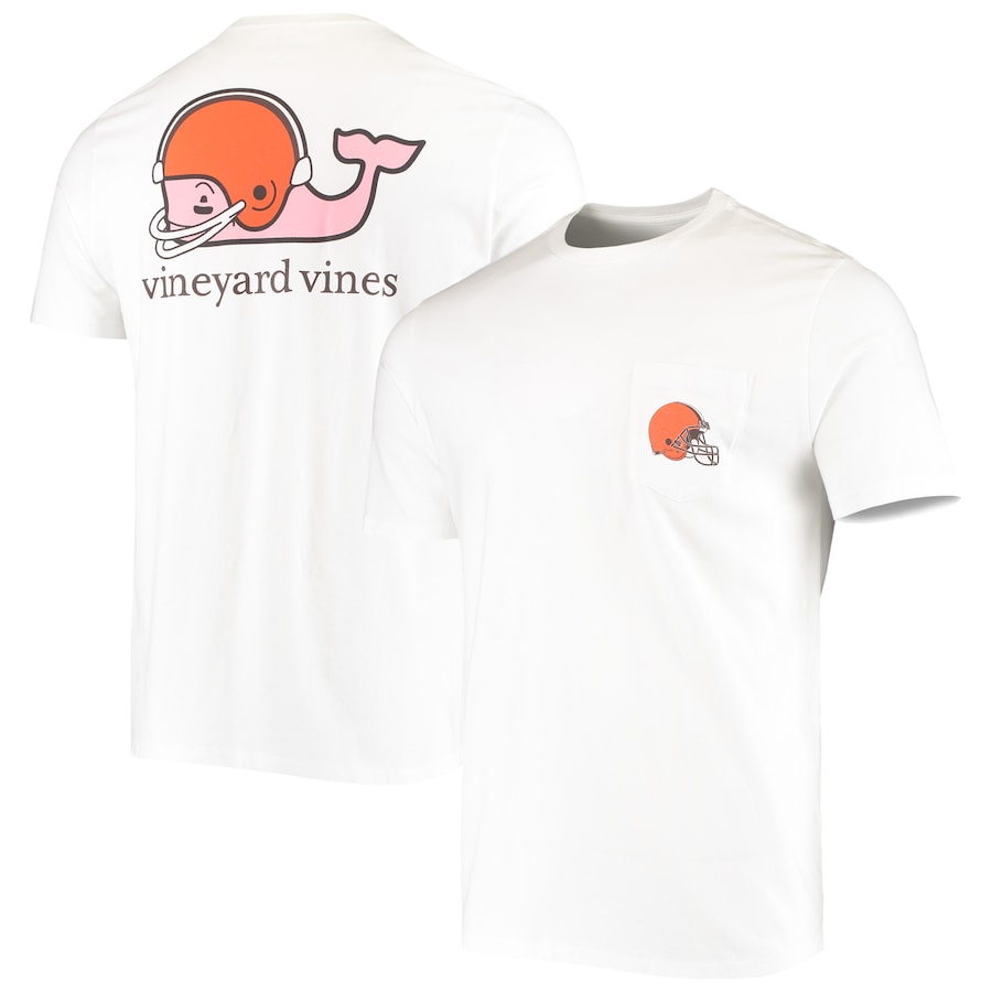 Cleveland Browns Vineyard Vines White Team Whale Helmet T-Shirt - Man