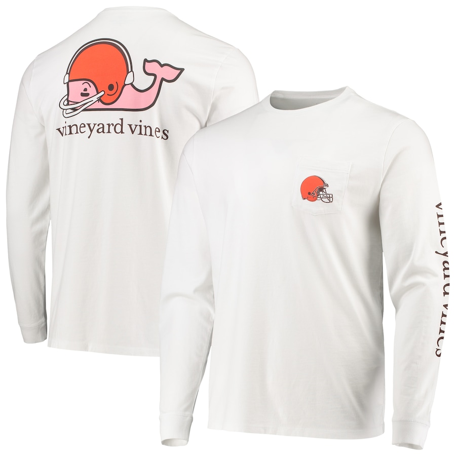 Cleveland Browns Vineyard Vines White Whale Helmet Long Sleeve T-Shirt - Man
