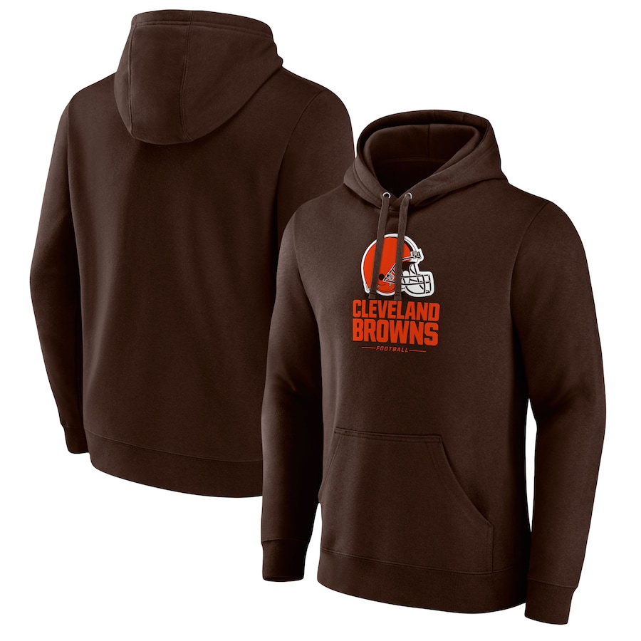 Cleveland Brownss Brown Logo Team Lockup Fitted Pullover Hoodie - Man