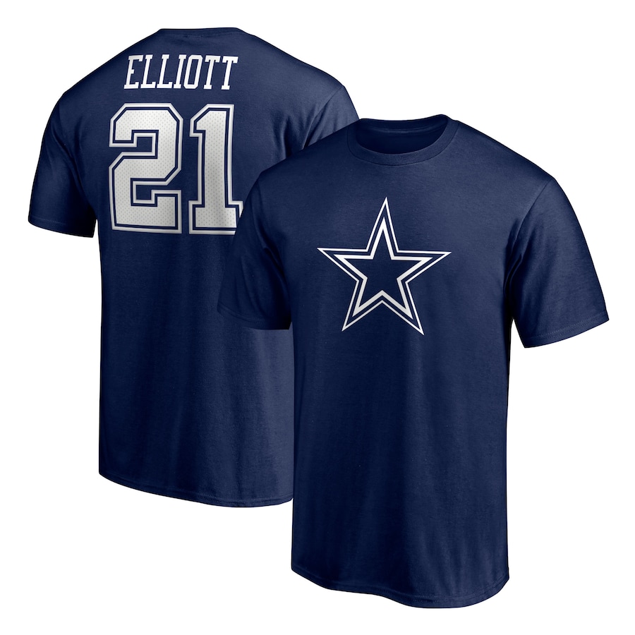 Dallas Cowboys Ezekiel Elliott Navy Player Icon Name & Number T-Shirt - Man