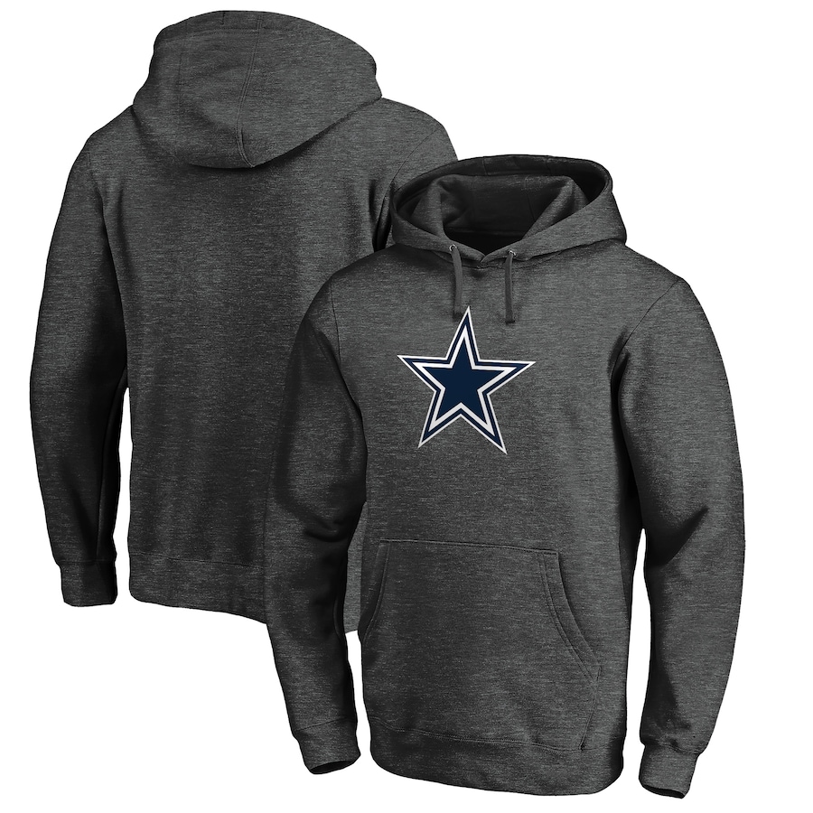 Dallas Cowboys Charcoal Primary Logo Fitted Pullover Hoodie - Man