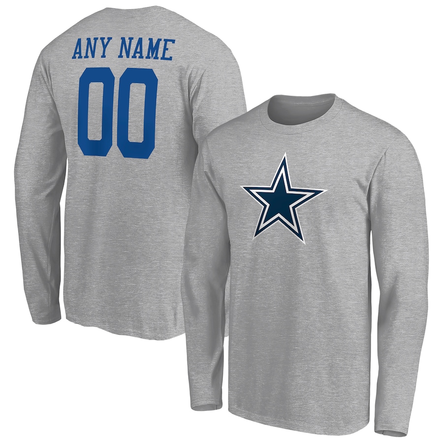 Dallas Cowboys Gray Team Authentic Custom Long Sleeve T-Shirt - Man Dallas Cowboys Gray Team Authentic Custom Long Sleeve T-Shirt - Man