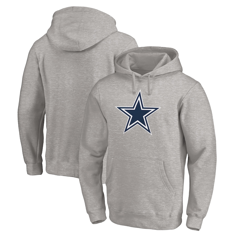 Dallas Cowboys Heather Gray Primary Logo Fitted Pullover Hoodie - Man