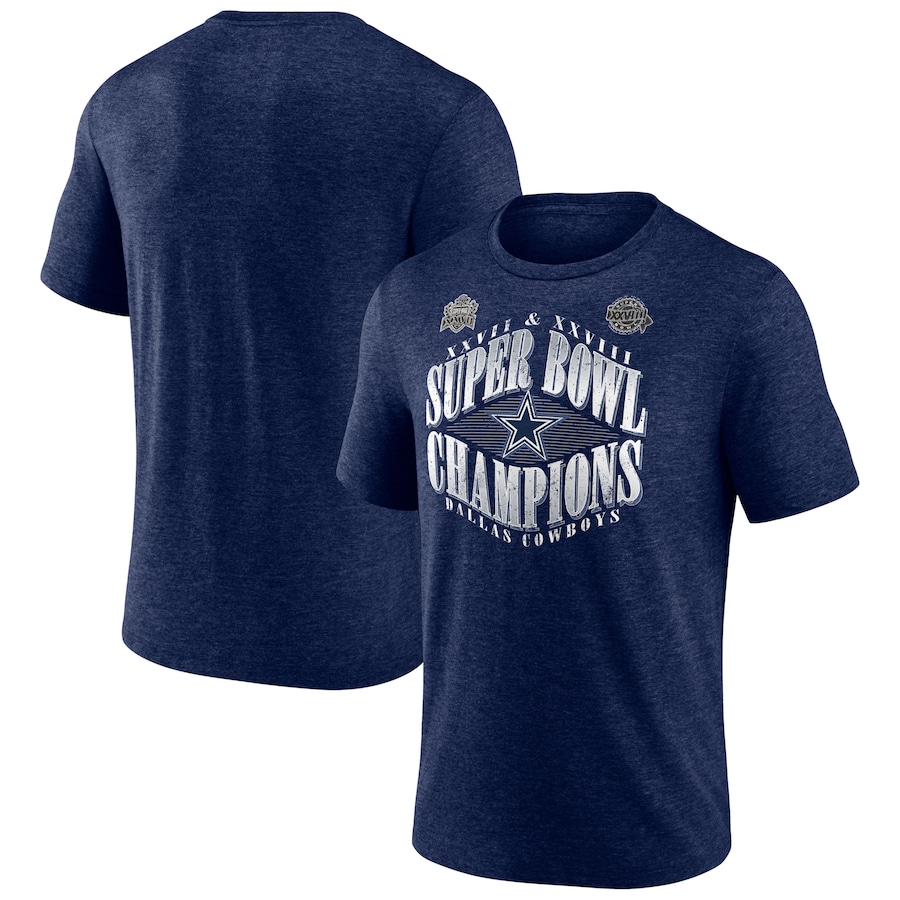 Dallas Cowboys Heather Navy Old Fashioned Tri-Blend T-Shirt - Man