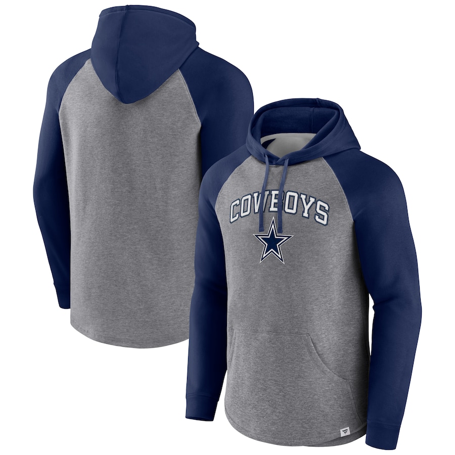 Dallas Cowboys Heathered Gray/Navy By Design Raglan Pullover Hoodie - Man