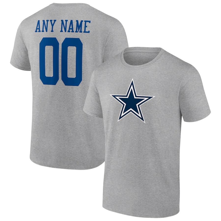 Dallas Cowboys Heathered Gray Team Authentic Custom T-Shirt - Man Dallas Cowboys Heathered Gray Team Authentic Custom T-Shirt - Man