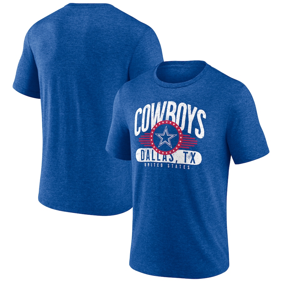 Dallas Cowboys Heathered Royal Badge of Honor Americana Tri-Blend T-Shirt - Man